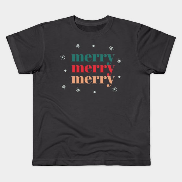 Festive 'Merry Merry Merry' Holiday Shirt Kids T-Shirt by AwkwardTurtle